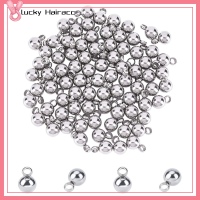 LUCKY HAIRACC เหล็กไร้สนิม เครื่องรางลูกบอลขนาดเล็ก 7.5x5mm ที่แขวนแบบห่วง จี้สแตนเลสทรงกลม จี้โลหะปลาย สำหรับเครื่องประดับสตรี