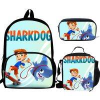 {Match maker}}3ชิ้น Mochila อะนิเมะฉลามแอมป์; สุนัขพิมพ์กระเป๋าเป้สะพายหลังสำหรับหนุ่มๆสาวๆโรงเรียนถุง Compas ทีม Kawaii ตลกเกมเด็กกระเป๋านักเรียนแพ็ค