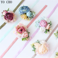 CHO Wrist Corsages Artificial Silk Rose Flower Men Boutonniere Bride Wedding Wrist Corsage Girl celet Flower Groom Brooch.