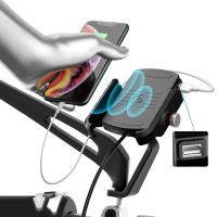 ที่วางศัพท์รถจักรยานยนต์15W Wireless Charger USB QC3.0 Fast Charging cket Bike Smartphone Stand 360 Mobile Cellphone Support