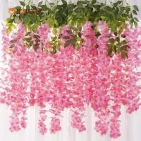 1 Pc Pack / Wisteria Artificial Flowers / Real Decorative Fake Flowers Holding Bouquet / For Office Hotel Home Wedding Christmas Festival Party DIY Indoor Home Decoration