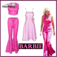 HOUMENG Barbiestyle เสื้อผ้าสีชมพู ชุดคอสเพลย์ตุ๊กตาบาร์บี้ เสื้อตัวบน มาร์กอทร็อบบี้ น่ารักน่ารักๆ สูทสำหรับเด็ก ฮาโลวีน