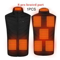 8PCS Heated Jacket Fashion Men Women Coat Inligent USB Electric Heating Thermal Warm Clothes Winter Heated Vest Plussize