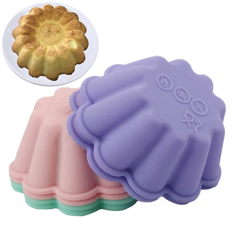 1pc Blue Silicone Muffin Cup Cake & Pudding Mold Suitable For Kitchen