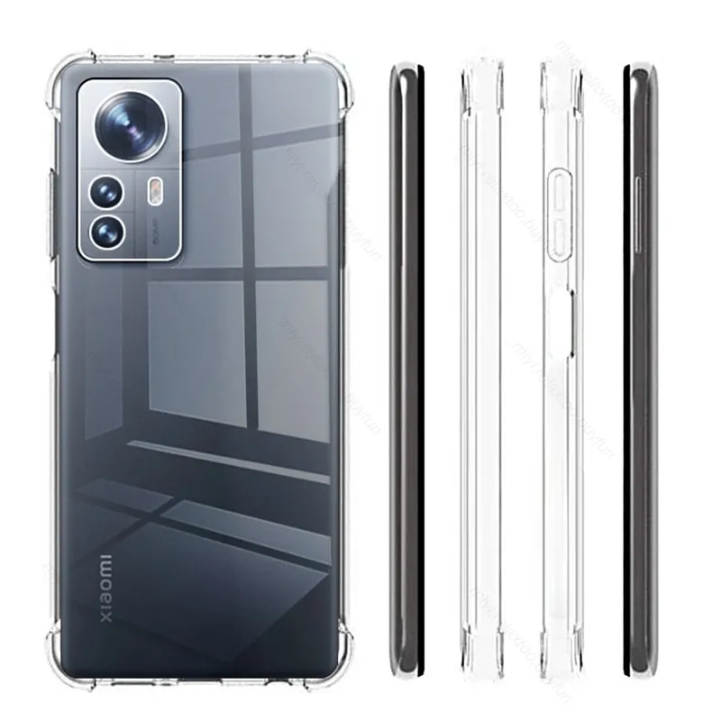 USTIYA Case for Xiaomi 12S Ultra Clear TPU Four Corners Protective Cover  Transparent Soft funda