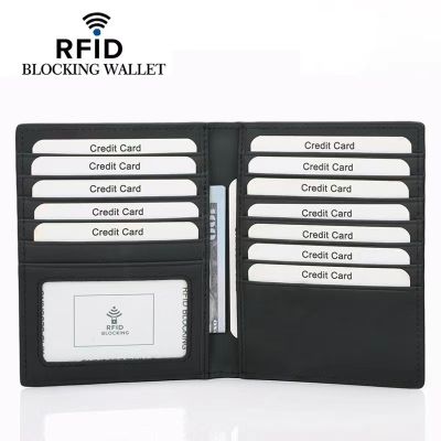 ที่ใส่ ID เครดิตกระเป๋าสตางค์ใส่บัตรสำหรับผู้ชายที่ใส่การ์ดไฟเบอร์แบบคาร์บอน Rfid สำหรับใส่บัตรเคสหนังแท้ความจุขนาดใหญ่