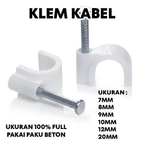 Klem Kabel Listrik Warna Putih Pakai Paku Baja Beton Ukuran 7mm 8mm 9mm