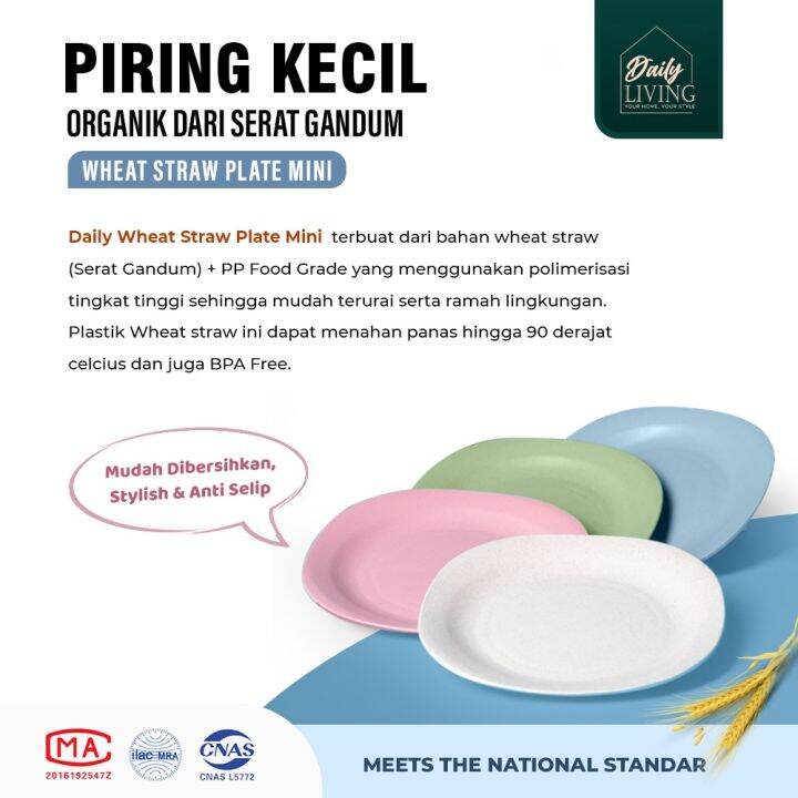 Piring Plastik Piring Makan Daily Living Wheat Straw Plate Premium