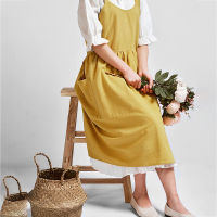 Korean Kitchen Aprons For Women Soft Cotton Bibs Household Cleaning Home Cooking Apron Cafe Shop Aprons Flower Shop Overalls