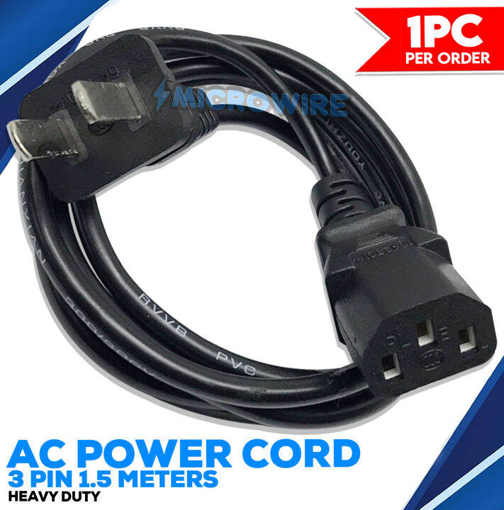AC Power Cord 3 Pin Plug 1.5m COD UH3PV75 1.5 Lazada PH