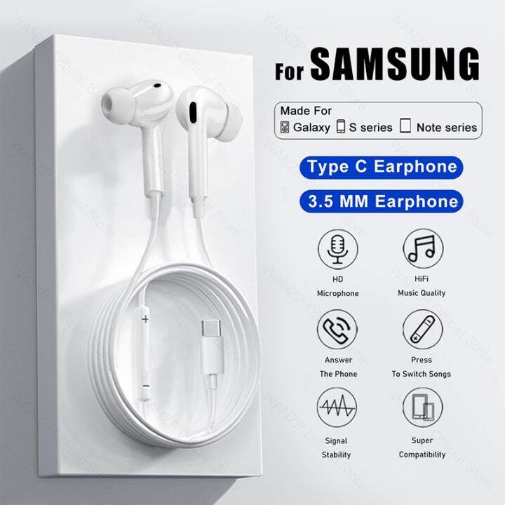 Original Type C Wired Earbuds Headphones For Galaxy S23 S22 S21 Ultra