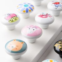 ◙ Kids Room Ceramic Cabinet Handle and Knobs Modern Simple Solid Color Cupboard Door Drawer Pulls Furniture Hardware Door Knob