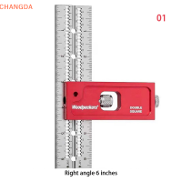 ?【Lowest price】CHANGDA เครื่องมือไม้บรรทัดปรับขนาดได้ T-Type Hole ไม้บรรทัด scribing Marking line TOOL