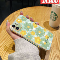 เคส JIUMOO สำหรับ iPhone 11 11 Pro 11 Pro Max,เคสแฟชั่นลายดอกไม้สวยงามใหม่กรอบสี่เหลี่ยมเคลือบพื้นผิวเคสนิ่มซิลิกาเจลเคสมือถือกันกระแทกรวมทั้งหมดรวมเลนส์กล้องถ่ายรูปฝาครอบป้องกัน