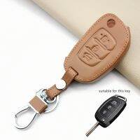 ☽✼☈ High Quality Leather Key Cover Case For Hyundai Creta I10 I20 Tucson Elantra Santa Fe 2016-2018 Remote Holder 3 Buttons Shell