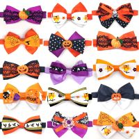 50Pcs Halloween Style Pet Dog Cat Bowties Cute Adjustable Collar Bows For Small Dog Pets Dogs Grooming Essoires Supplier