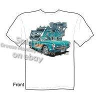 Cool 57 Corvette เสื้อยืดลําลองสําหรับผู้ชายแขนสั้นพิมพ์ลาย Fantastic1957 Chevrolet Tee C1  VKUQ