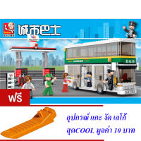 ND THAILAND ของเล่นเด็ก ตัวต่อเลโก้ เลโก้ ปั้มแก๊ซ รถบัส Sluban Gas Station 403 PCS M38-B0331