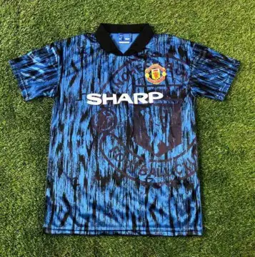 MANCHESTER UNITED 1992-1993 BLUE AWAY FOOTBALL SHIRT - My Retro Jersey