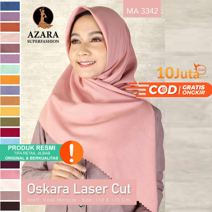 SQUARE Hijab Azara Oskara Lasercut Plain 110X110 Veil Women | Lazada.co.th