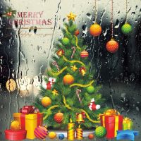 Christmas Tree Vinyl Wall Stickers New Year Glass Window Home Decor Art Decals 3D Wallpaper Decorations For Home Mural Poster
