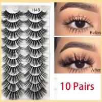 YOUTH BEAUTY 10 Pairs นำกลับมาใช้ใหม่ได้ ทำด้วยมือ ปุย wispy ธรรมชาติยาว 3D ขนมิงค์เทียม Crisscross ขนตาปลอม ต่อขนตา