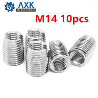 10ชิ้นสแตนเลส M14ตนเองแตะกระทู้แทรกสกรูบูช M14 * 2.0*24มิลลิเมตร302 Slotted ประเภทลวดกระทู้ซ่อมแทรก