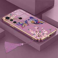 เคสสำหรับ Infinix Hot 11เคสซิลิโคนนิ่ม,เคสป้องกันโทรศัพท์ลายผีเสื้อสวยงามพร้อมกล้องรูปดอกไม้ฟรีสายคล้อง