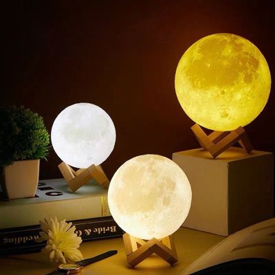 ¤ↂ✧ 3D LED Moon Light Moon Lamp Touch Control Children’s Night Light RGB Color Rechargeable Nursery Lamp Kid Gifts