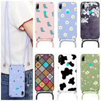 ♠❍ Case on For Huawei P Smart 2019 Phone Cases Chain Necklace Back Cover For Huawei PSmart 2019 Crossbody Strap Cord Lanyard Fundas