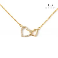 LS สร้อยคอทองคำ 18K สร้อยคอจี้หัวใจรักสดขนาดเล็ก 387n