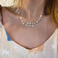 French light luxury Aurora Galaxy sparkling necklace full of diamonds hot girl five-pointed star niche sweet clavicle chain versatile necklace