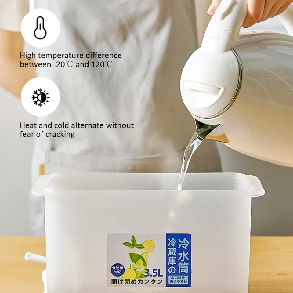 3500ml Water Jug With Faucet Cold Water Bottle Kettle TeaPot Lemon Jui