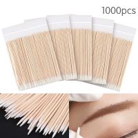 ✤ 500/1000pcs Wood Cotton Swab Microbrush Eyelash Sticks Cleaning Swabs Nails Ear Toothpicks Cosmetic Eye Lash Glue Removing Tools