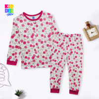 KiddeeCrew ชุดนอนเด็กสีครีมเชอร์รี่ชมพู Baby pajamas cream cherry pink เหมาะสำหรับอายุ 1-14 ปี