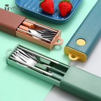 YMEEI 304 Stainless Steel Picnic Cutlery Set Dinnerware Travel Flatware Spoon Fork Chopsticks Set Portable Cutlery Set With Case Flatware Sets