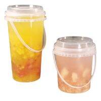 Plastic Cups with Lids Large Capacity 700ml/1000ml Bucket Portable Milk Tea Cup Clear Cups with Lids and Straws Can Be Reused