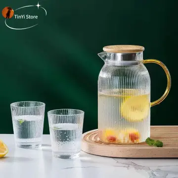 1000mL 1500ml Thickened Glass Big water bottle Juice Glass Pitcher Bottle  ith Stainless Steel Lid Carafe Kitchen Refrigerator