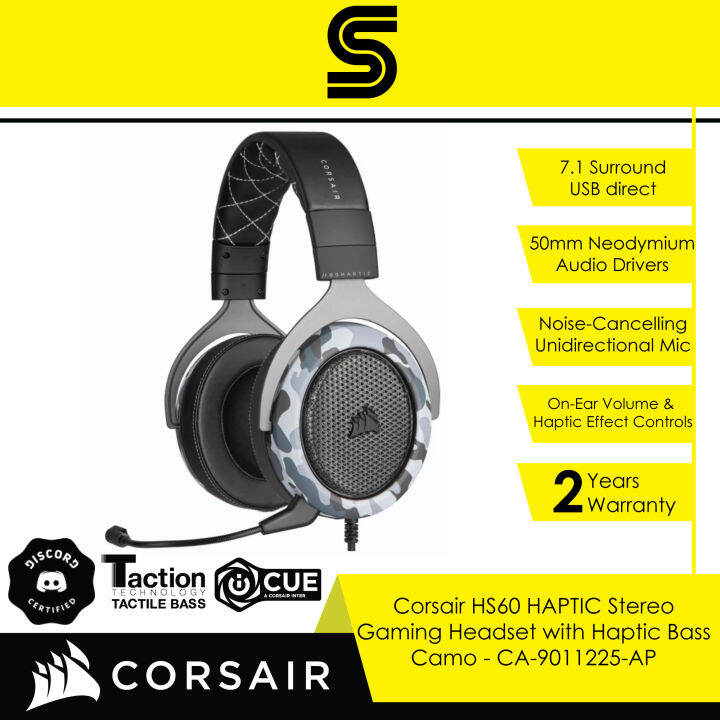 CORSAIR HS60 HAPTIC Stereo Gaming Headset with Haptic Bass Camo CA