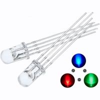 ● 10Pcs 10mm RGB LED Diode Lights Kit Common Cathode 4Pin Bright Bulb Lamps Electronics Components Indicator Light Emitting Diodes