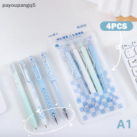 payoupangq5?Gift?Cheap? ชุดปากกาเจลสีขาวและสีฟ้า4ชิ้นชุดรักนิรันดร์กระดานหมากรุกหมึกปากกาลูกลื่นสีดำขนาด0.5มม. สำหรับการเขียนเครื่องเขียนในโรงเรียน