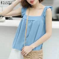 (จัดส่งฟรี)Fancystyle ZANZEA เสื้อเสื้อกล้ามแขนกุดจีบง่ายแบบลำลองสำหรับสไตล์เกาหลีของผู้หญิง #10