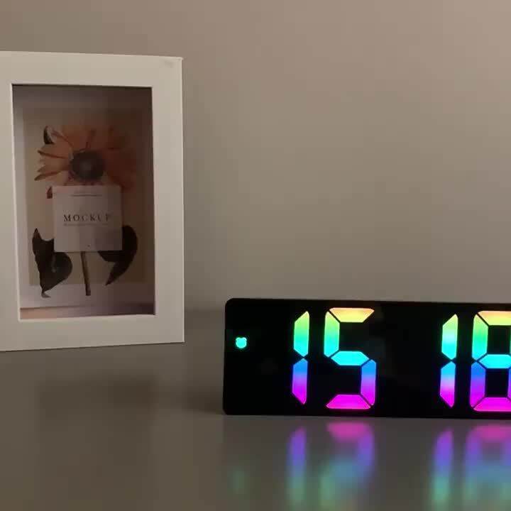 Acrylic Digital Alarm Clock Voice Control Colorful Font Night Mode ...