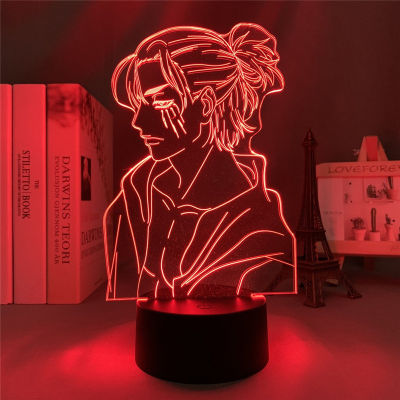 Slick Eren Figure LED Night Light Attack on Titan Colorful Colors Changing Touch Remote Bedside Lamp Cool Gift for Attack on Titan Fans