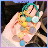 SUNYMALL แหวนผม สี ลูกปัดกลม เชือกหัว เชือกผม แฟชั่น นักเรียนหญิง นักเรียน เครื่องประดับผม ความยืดหยุ่นสูง ยางรัด