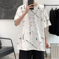 Splash Ink Short-sleeved T-shirt Male Summer  New Fashion Brand Half Sleeve Mens Bottoming Shirt