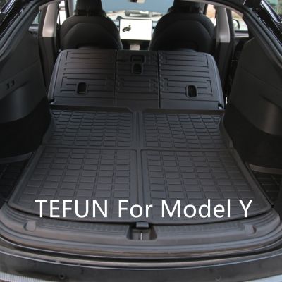 TEFUN for Tesla Model Y Rear Seats Back Protector Anti-Kick Mats TPE Seat Cover Trunk Mats Foot Pad Model Y 2022 Accessories