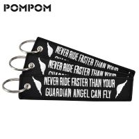 5 PCS Never Drive Faster Than Your Guardian Angel Can Fly Keychains For Motorcycles Keys Stitch OEM Keychain Key Fobs 8 Chaveiro