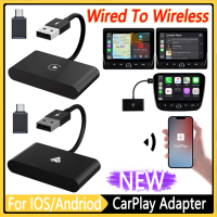 Wireless CarPlay Receiver เครื่องเล่นมัลติมีเดียในรถยนต์ Bluetooth 5.0เชื่อมต่ออัตโนมัติ WIFI 2.4GHz 5GHz แบบมีสายเป็นไร้สายสำหรับ apple