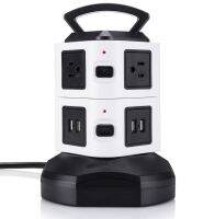 Tower Power Strip ตัวป้องกันไฟกระชากแนวตั้ง6/10/14 Way US ปลั๊กไฟฟ้าซ็อกเก็ต4พอร์ตชาร์จ USB 6.5Ft สายไฟต่อ